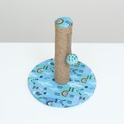 Когтеточка-столбик "Пижон" с шариком, 29 х 29 х 32 см, джут, ткань ПВХ, бирюзовая - Фото 3