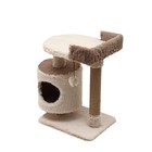 Комплекс для кошек с когтеточкой, 63 х 41 х 76 см, пушистый мех, джут, коричневый - Фото 3