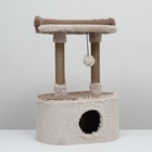 Домик для кошек с когтеточкой, с овальной полкой, 54 х 34 х 80 см, коричневая - фото 9397957