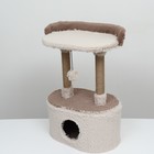 Домик для кошек с когтеточкой, с овальной полкой, 54 х 34 х 80 см, коричневая - Фото 2