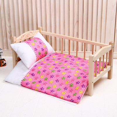 Кукольное постельное «Медузы на розовом с тесьмой»: простынь, одеяло 46 × 36 см, подушка 23 × 17 см