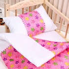 Кукольное постельное" Медузы на розовом с тесьмой"простынь,одеяло,46*36,подушка 23*17 - фото 3247989