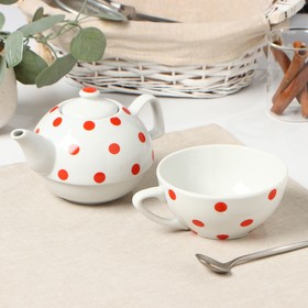 Набор для чая «Горошек», 2 предмета: кружка, чайник, фарфор