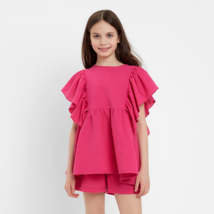 Комплект для девочки (блузка, шорты) MINAKU цвет фуксия, рост 140