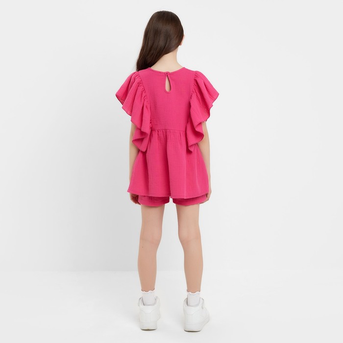 Комплект для девочки (блузка, шорты) MINAKU цвет фуксия, рост 158 - фото 1907654268