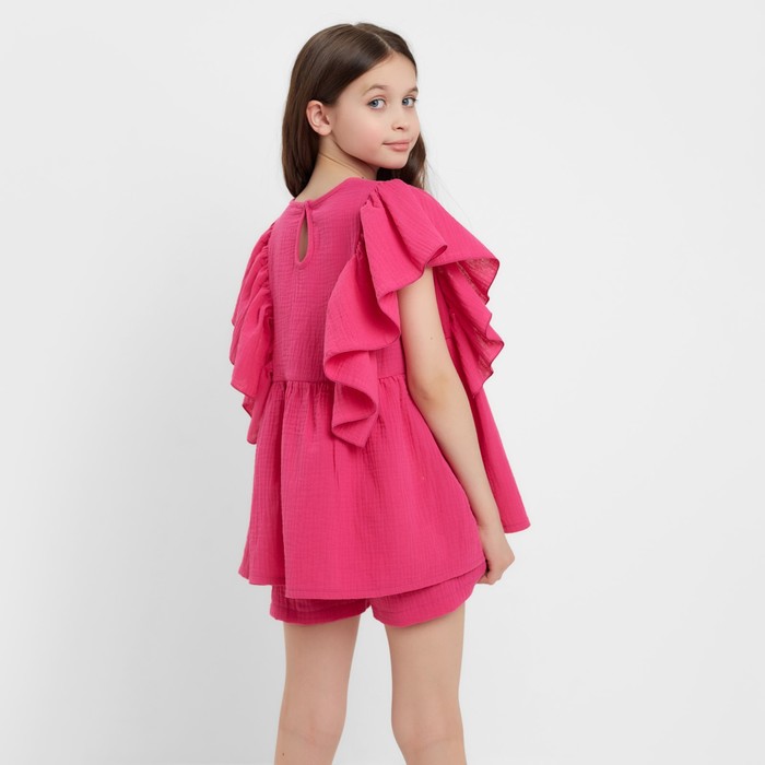 Комплект для девочки (блузка, шорты) MINAKU цвет фуксия, рост 158 - фото 1907654269