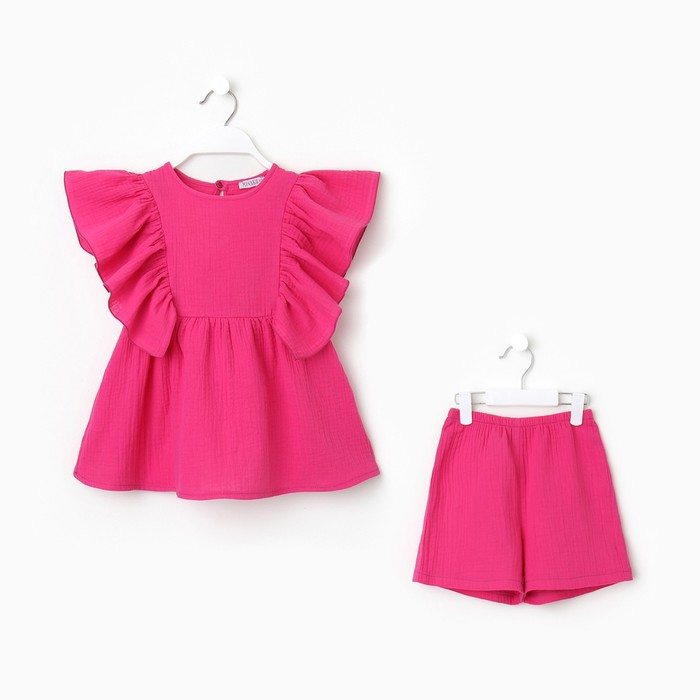 Комплект для девочки (блузка, шорты) MINAKU цвет фуксия, рост 158 - фото 1907654272