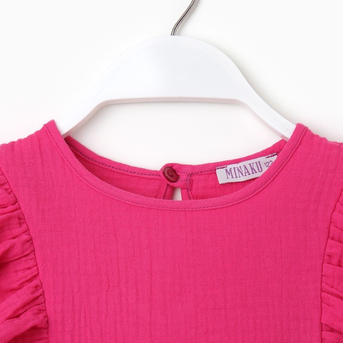 Комплект для девочки (блузка, шорты) MINAKU цвет фуксия, рост 158 - фото 1907654273