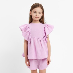 Комплект для девочки (блузка, шорты) MINAKU цвет лиловый, рост 122