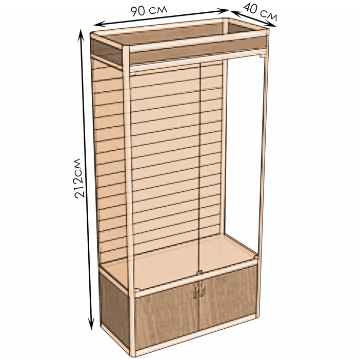 Витрина П4 ФП 900×400×2120, ЛДСП, стекло, цвет бук светлый - фото 1909115879