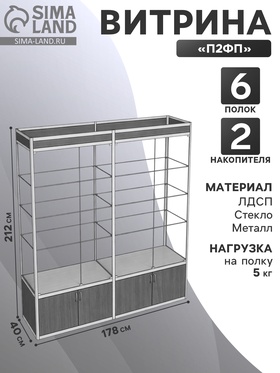 {{photo.Alt || photo.Description || 'Витрина П2фп 1780×400×2120, ЛДСП, стекло, серая'}}