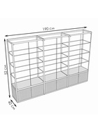 Витрина П3н 200×40×266 см, ЛДСП, стекло, белая 9517006