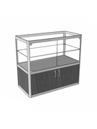 Прилавок прямоугольный с дверцами «ПП ДВ», 100×50×90 см, ЛДСП, стекло, серый 9529254