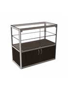 Прилавок прямоугольный с дверцами «ПП ДВ», 100×50×90 см, ЛДСП, стекло, цвет венге 9529256