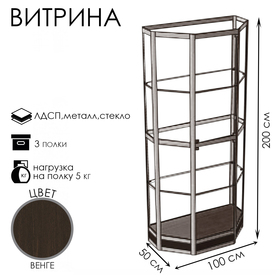 Витрина ТР1н, 1000×500×2000, ЛДСП, стекло, цвет венге 9529288