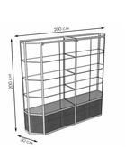 Витрина ТР3п, 2000×500×2000, ЛДСП, стекло, серая 9529294