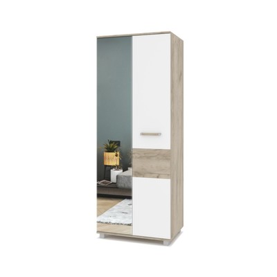 Шкаф 2-х створчатый с зеркалом Виора В21 800х520х2100 Серый дуб/белый