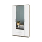 Шкаф 4-х створчатый с зеркалом и 2 ящиками Карина К43 1200x420x2100 Серый дуб/белый - Фото 1