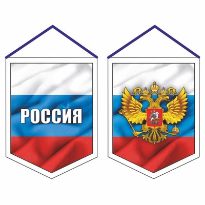 Вымпел "Россия", 100 х 140 мм, двусторонний