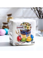 Пасхальные салфетки бумажные Гармония цвета «Пасхальный кулич», 1 слой, 24х24 см, 100 шт - фото 32473185