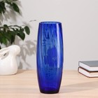 Ваза «Бочка», рифленое, h=26 см, d=8 см, ручная роспись, стекло, синяя - фото 22070726