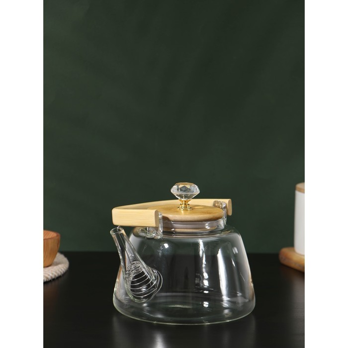 Чайник заварочный стеклянный с металлическим ситом BellaTenero «Эко. Бриллиант», 1 л, 17×15×19 см - фото 1888536515