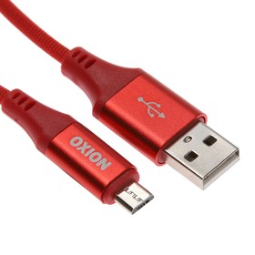 Кабель OXION OX-DCC333RD, USB - microUSB, 1 м, быстрая зарядка, стяжка, красный