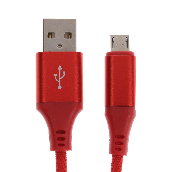 Кабель OXION OX-DCC333RD, USB - microUSB, 1 м, быстрая зарядка, стяжка, красный - фото 51460045