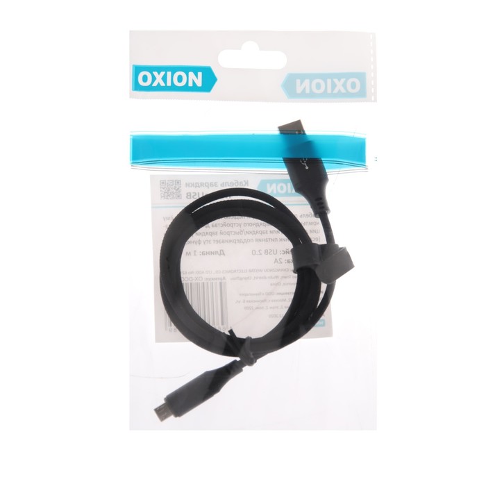 Кабель OXION OX-DCC333BK, USB - microUSB, 1 м, быстрая зарядка, стяжка, черный - фото 51460052