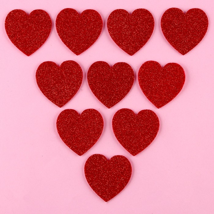 Декоративные сердечки, 4.5 см, набор 10 шт.
