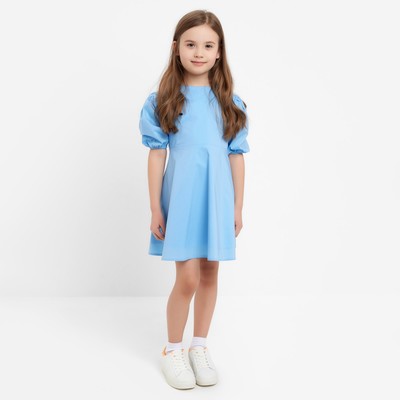 Платье для девочки MINAKU: Cotton collection, однотонное, голубое, рост 116 см