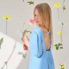 Платье для девочки MINAKU: Cotton collection, однотонное, голубое, рост 140 см - Фото 12