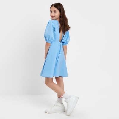 Платье для девочки MINAKU: Cotton collection, однотонное, голубое, рост 152 см