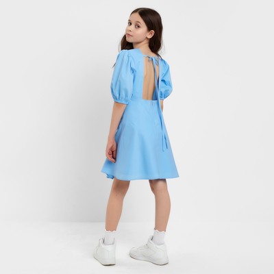 Платье для девочки MINAKU: Cotton collection, однотонное, голубое, рост 152 см