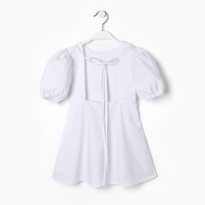 Платье для девочки MINAKU: Cotton collection, однотонное, белое, рост 146 см