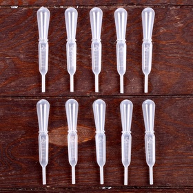 Пипетка для опытов и творчества 3 мл, набор 10 шт., размер 1 шт. — 1.3×8.6 см