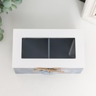 Шкатулка для чая с делениями «Звёздное сердце», дерево, стекло, 16.4×9×7 см - Фото 4