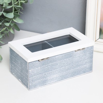 Шкатулка для чая с делениями «Звёздное сердце», дерево, стекло, 16.4×9×7 см