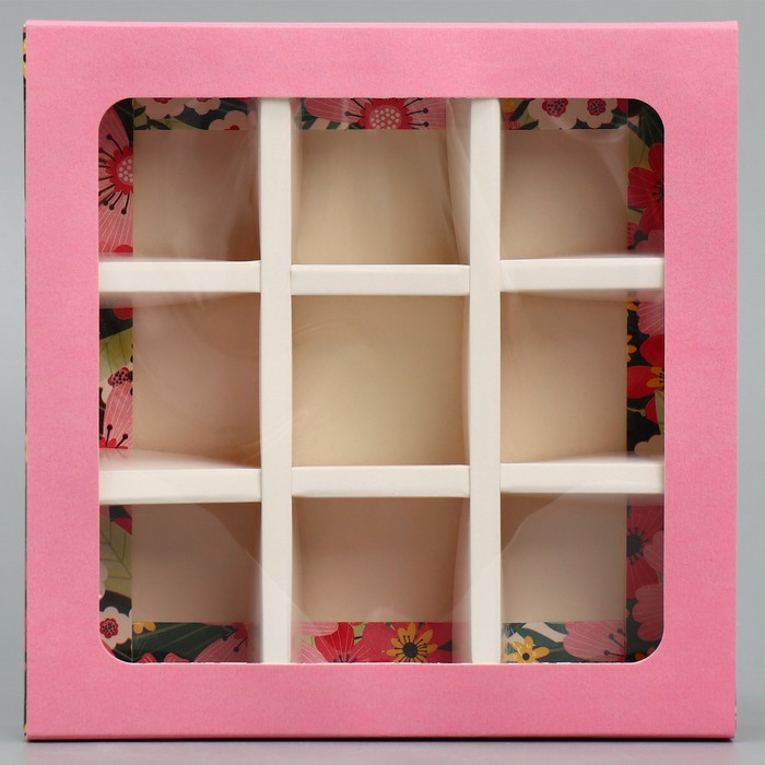 Коробка под 9 конфет с ячейками, кондитерская упаковка, «Любимому воспитателю» 14,5 х 14,5 х 3,5 см - фото 1887056077