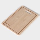 Доска разделочная с желобом Доляна «Классика» 30×20×0.8 см, массив берёзы - Фото 4