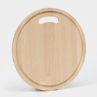 Доска разделочная деревянная Доляна, круглая с желобом, d=28 см, толщина 0.8 см, массив березы - Фото 2