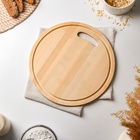 Доска разделочная деревянная Доляна, круглая с желобом, d=28 см, толщина 0.8 см, массив березы - Фото 11