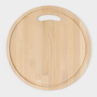 Доска разделочная деревянная Доляна, круглая с желобом, d=28 см, толщина 0.8 см, массив березы - Фото 3