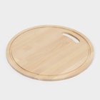 Доска разделочная деревянная Доляна, круглая с желобом, d=28 см, толщина 0.8 см, массив березы - Фото 4