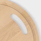 Доска разделочная деревянная Доляна, круглая с желобом, d=28 см, толщина 0.8 см, массив березы - Фото 6