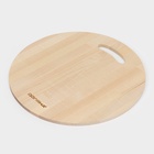 Доска разделочная деревянная Доляна, круглая с желобом, d=28 см, толщина 0.8 см, массив березы - Фото 7