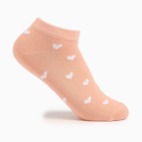Носки женские, цвет персик/сердечки, размер 23-25 (37-40)