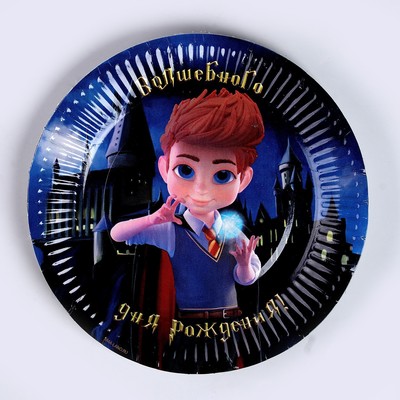 Посуда одноразовая бумажная для праздника «Волшебного дня рождения!», 6 тарелок, 6 стаканов, гирлянда, фокусы