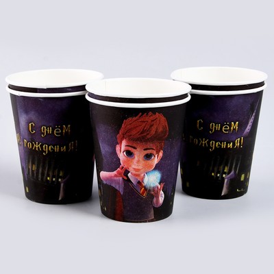 Посуда одноразовая бумажная для праздника «Волшебного дня рождения!», 6 тарелок, 6 стаканов, гирлянда, фокусы