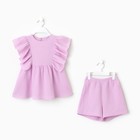 Костюм для девочки летний: блузка, шорты MINAKU: muslin clouds, лиловый, рост 104 см - Фото 10